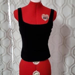 Black crushed velvet tank top with bra insert